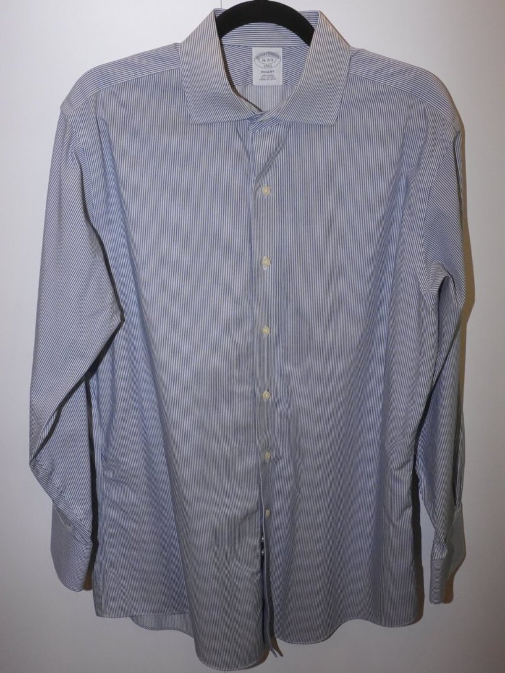 Brooks Brothers Regent Non-Iron Dress Shirt Blue Stripe 16-2/3